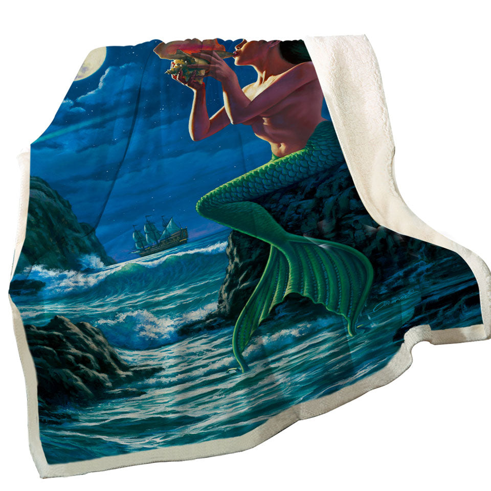 The Sounds of Night Coastal Mermaid Blankets