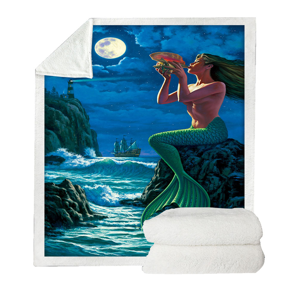 The Sounds of Night Coastal Mermaid Couch Throws