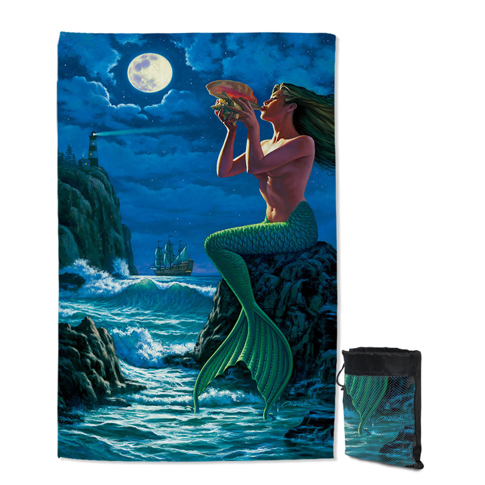 The Sounds of Night Coastal Mermaid Swimming Towels