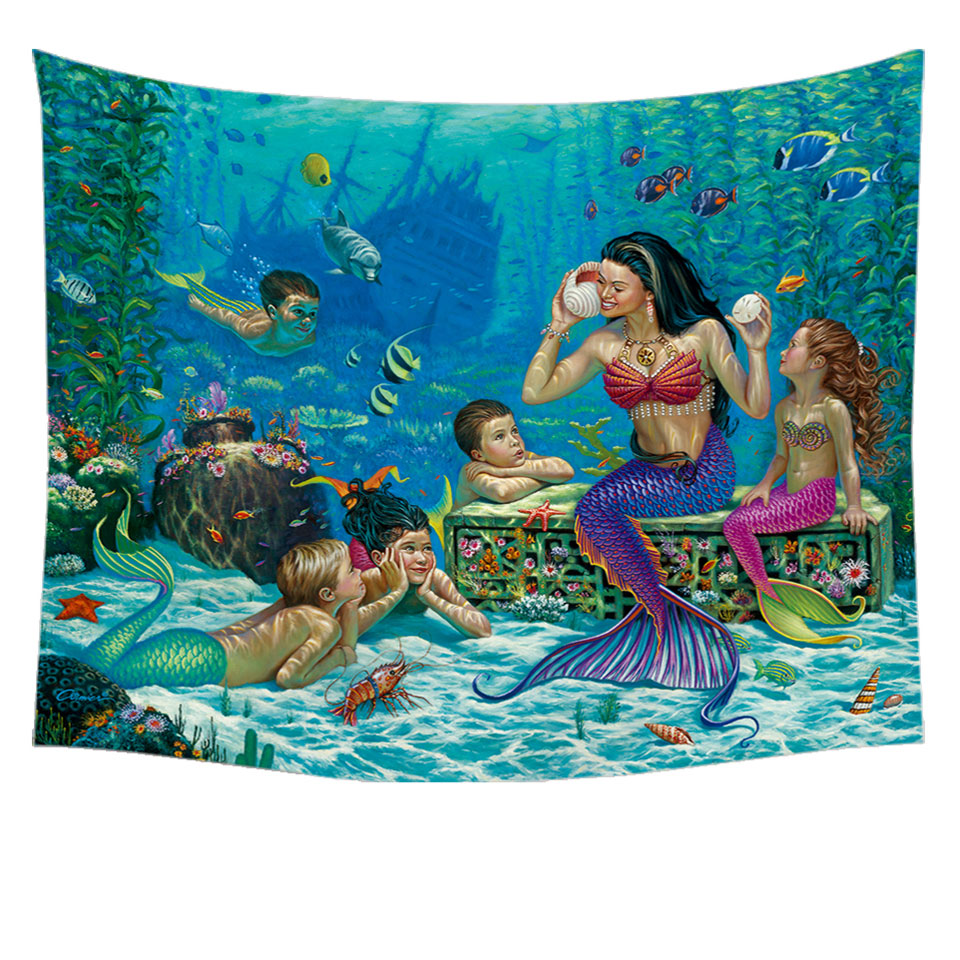 The Story Teller Mermaids Underwater Tapestry