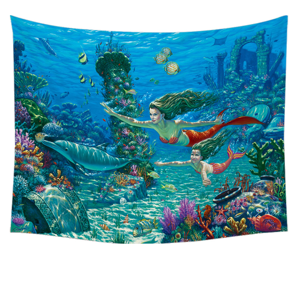 The Swimming Lesson Mermaids Underwater Wall Decor