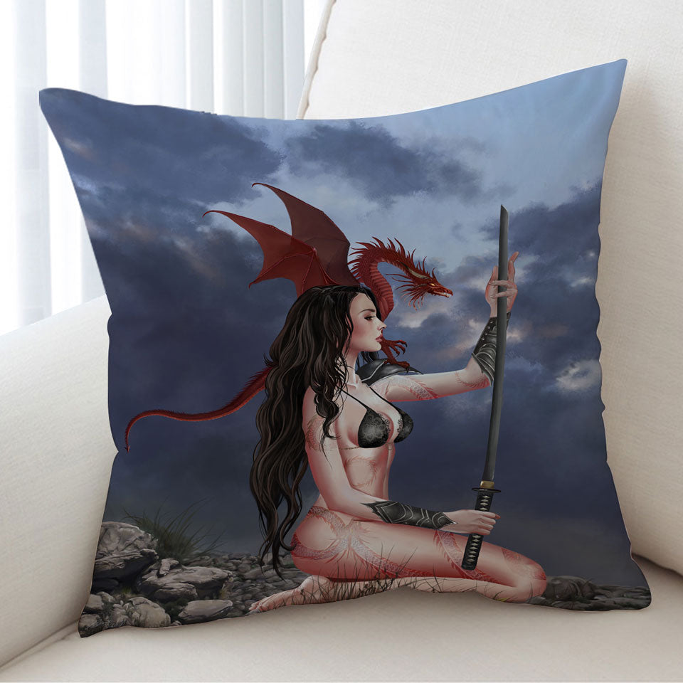 The Sword Sexy Cushions Fantasy Art Dragon Girl