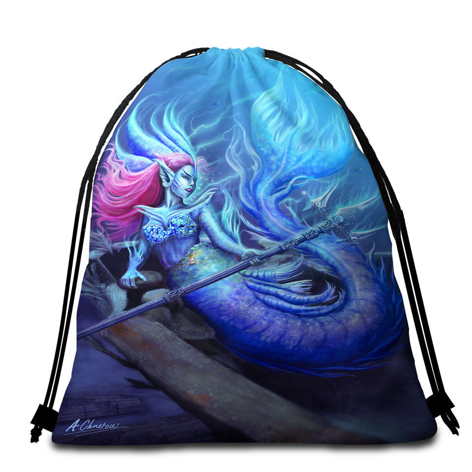 The Underwater Protector Beautiful Mermaid Beach Towel Bags