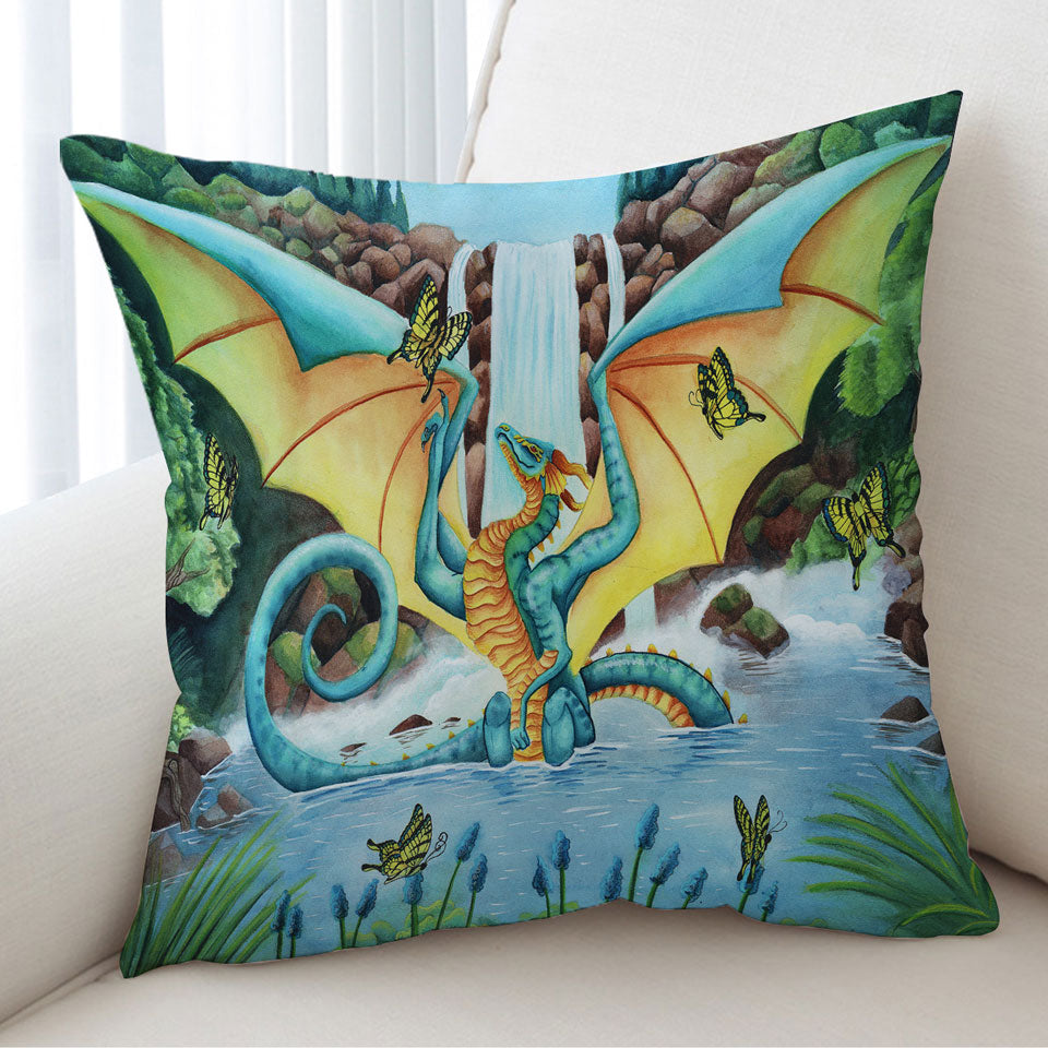 The Woodland Summer Fountain Butterflies and Dragon Cushion Covers