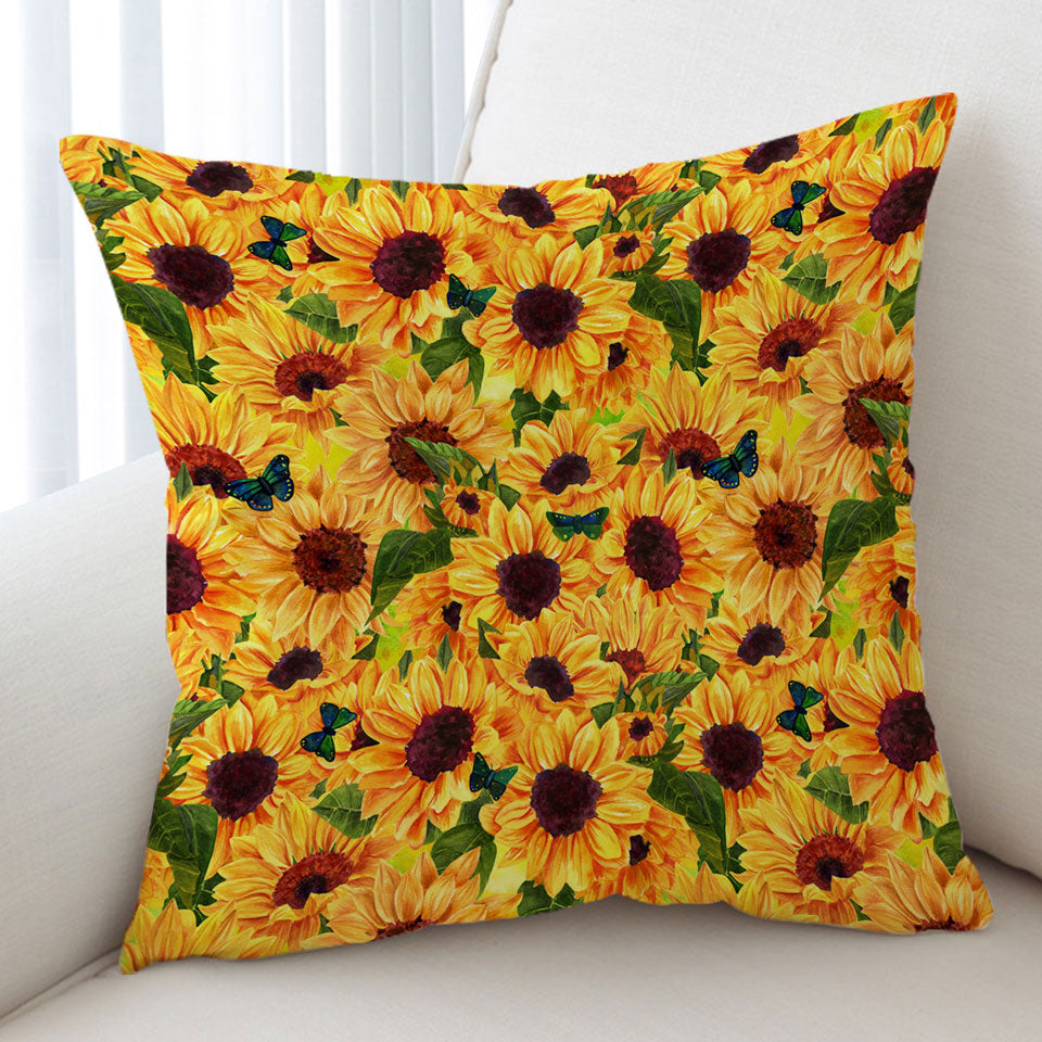 Thick Sunflowers Cushion Covers