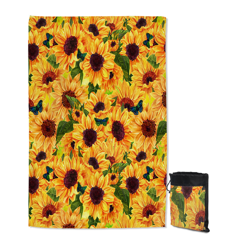 Thick Sunflowers Quick Dry Beach Towel