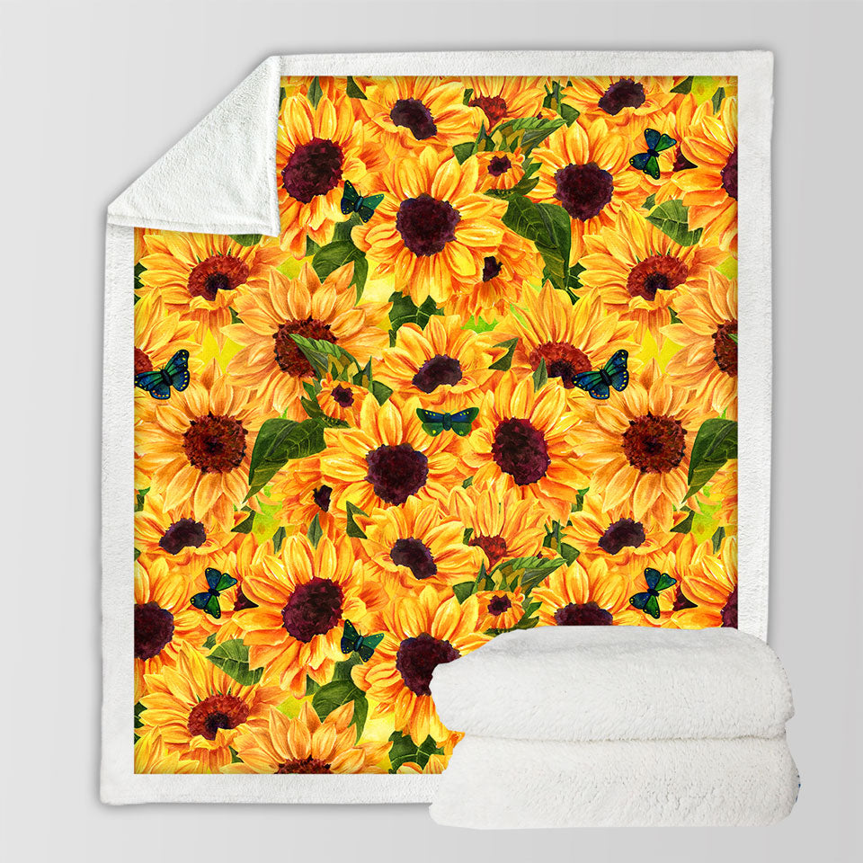 Thick Sunflowers Sherpa Blanket