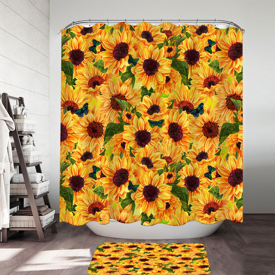 Thick Sunflowers Shower Curtain