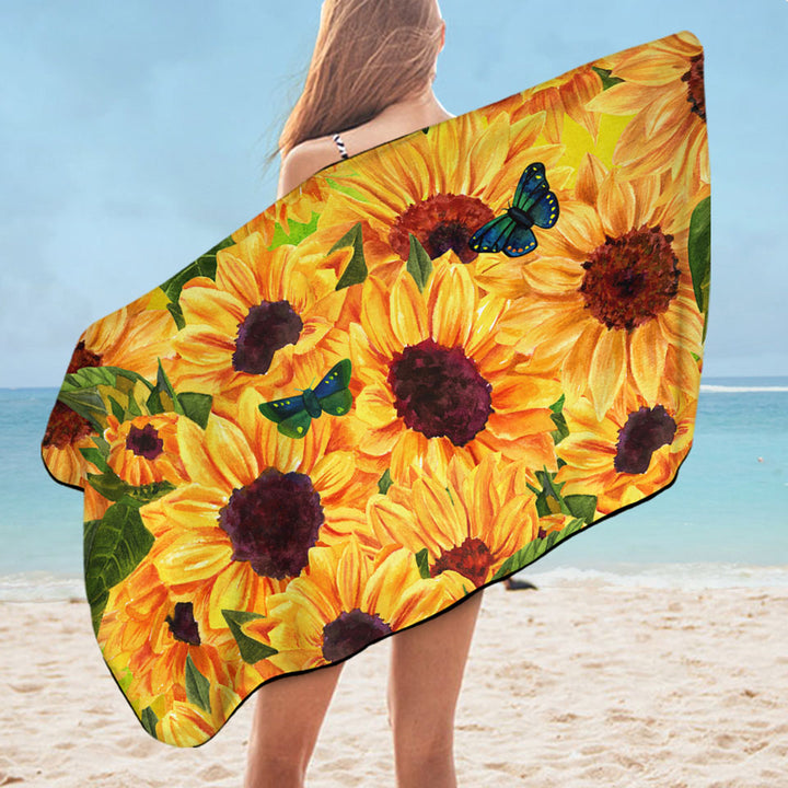 Thick Sunflowers Swims Towel