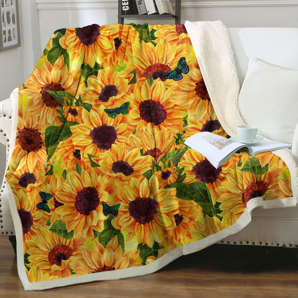 Thick Sunflowers Throws