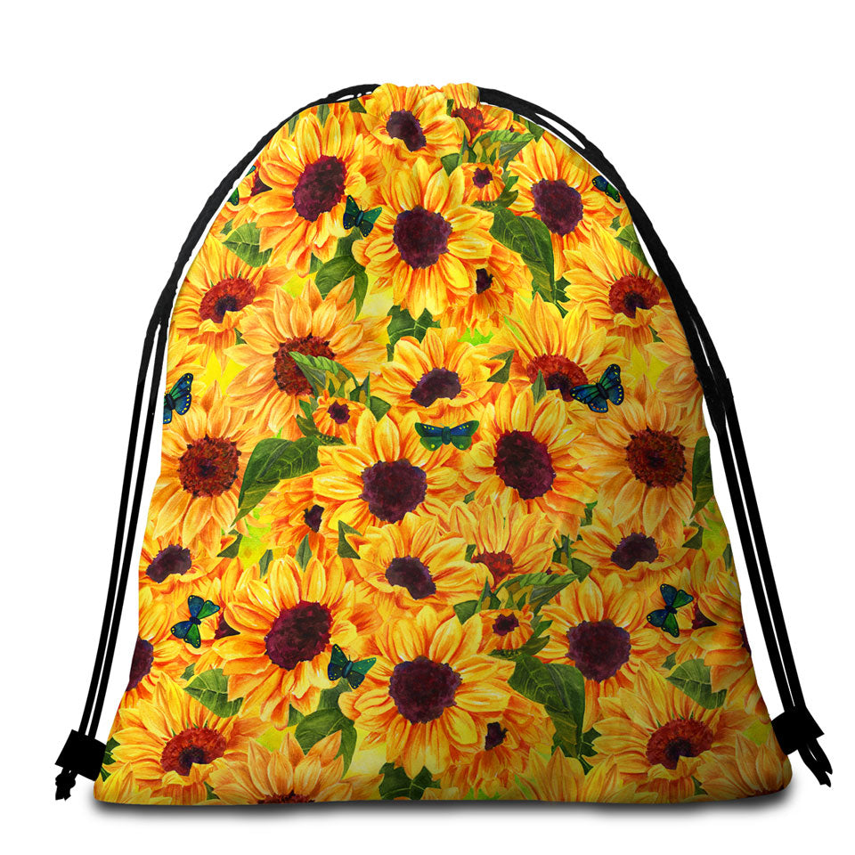 Thick Sunflowers and Butterflies Beach Towel Pack