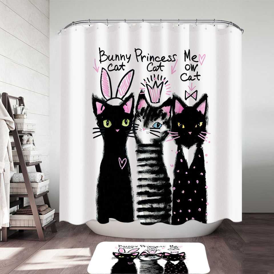 Three Lovely Cats Shower Curtains