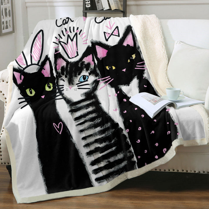 Three Lovely Cats Throws