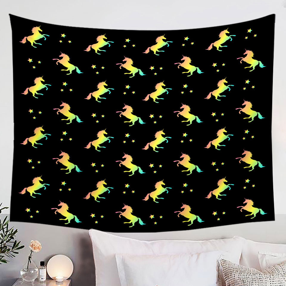 Three Stars Unicorn Pattern Tapestry