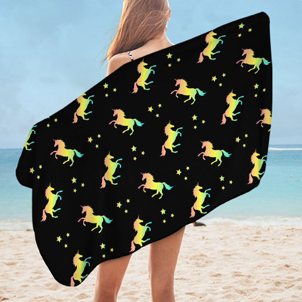 Three Stars Unicorn Pattern Unique Beach Towels
