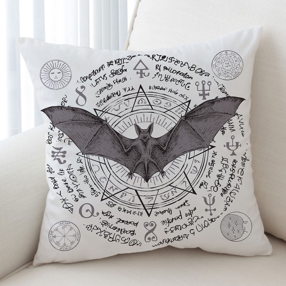 Thrilling Cushion Cover Ancient Demons Symbols Bat