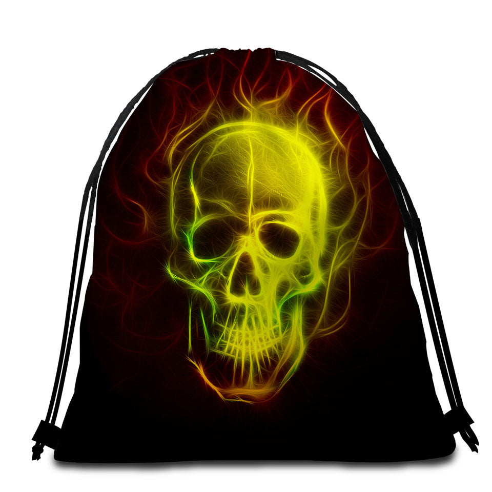 Thrilling Electric Skull Beach Towel Bags