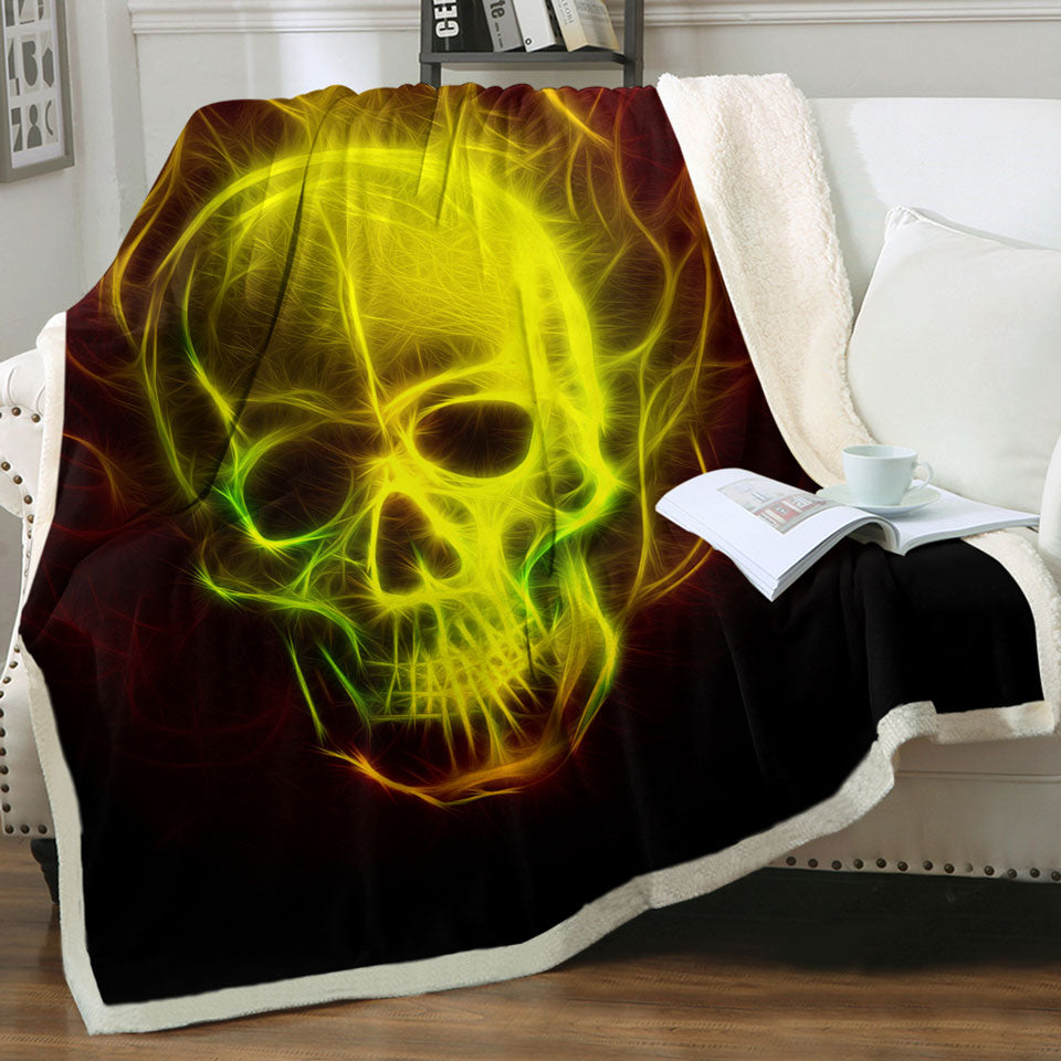 Thrilling Electric Skull Throw Blanket