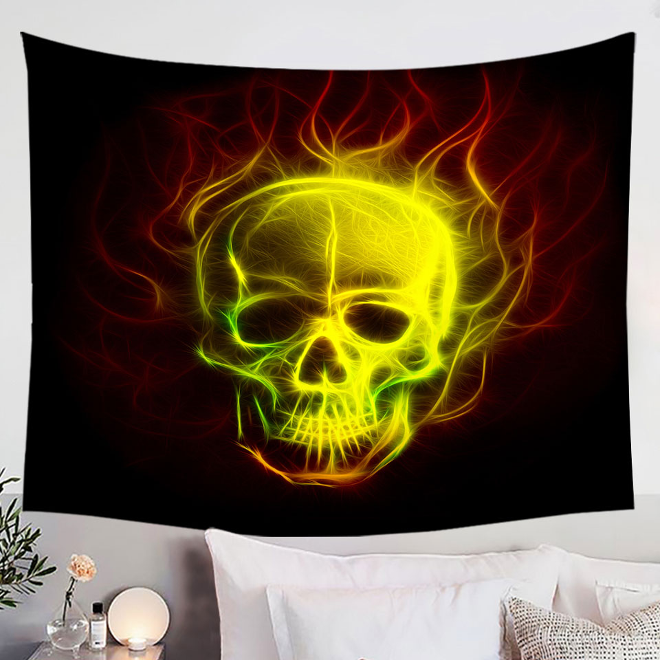 Thrilling Wall Decor Tapestry Electric Skull