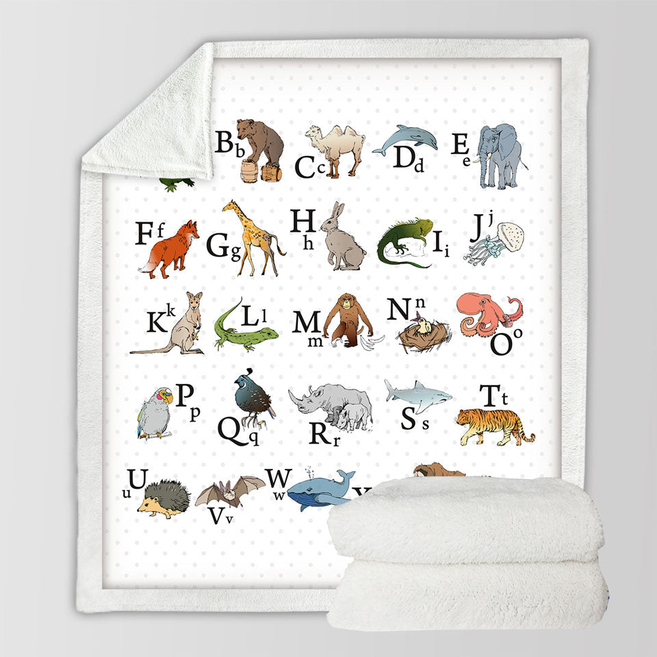Throw Blanket for Kids Animal Alphabet Kids Design