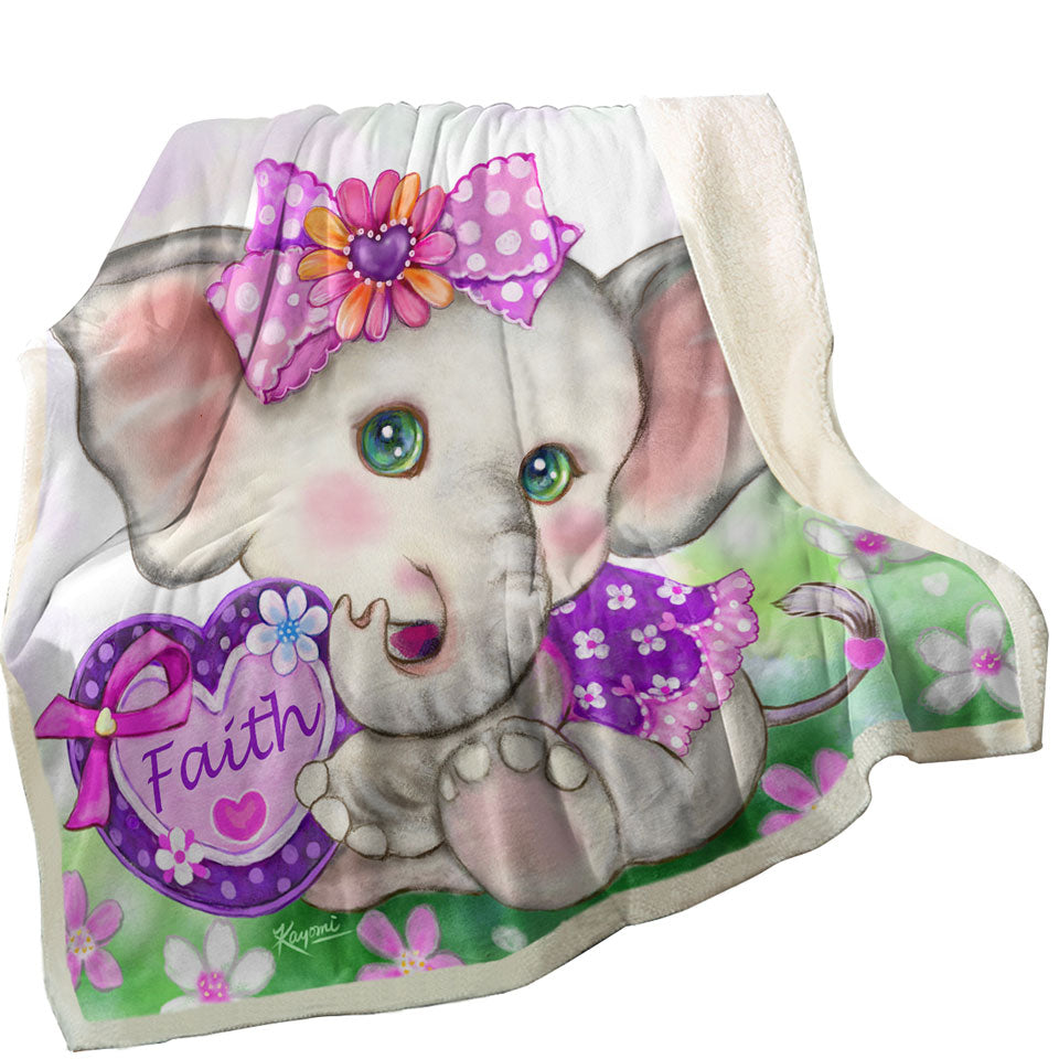 Throw Blanket for Kids Inspiring Design Cute Girly Elephant