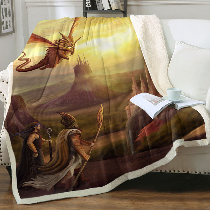 products/Throw-Blanket-of-Warriors-and-Dragon-Fantasy-Art