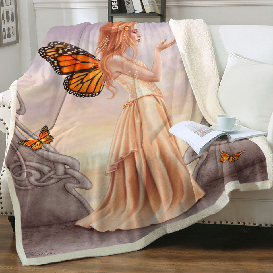 products/Throw-Blanket-with-Butterflies-and-Peach-Citrine-Butterfly-Girl