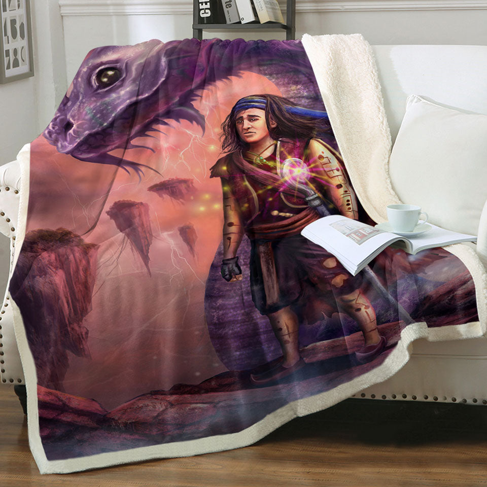 products/Throw-Blanket-with-Dragon-and-Thrakos-Cool-Fantasy-Art