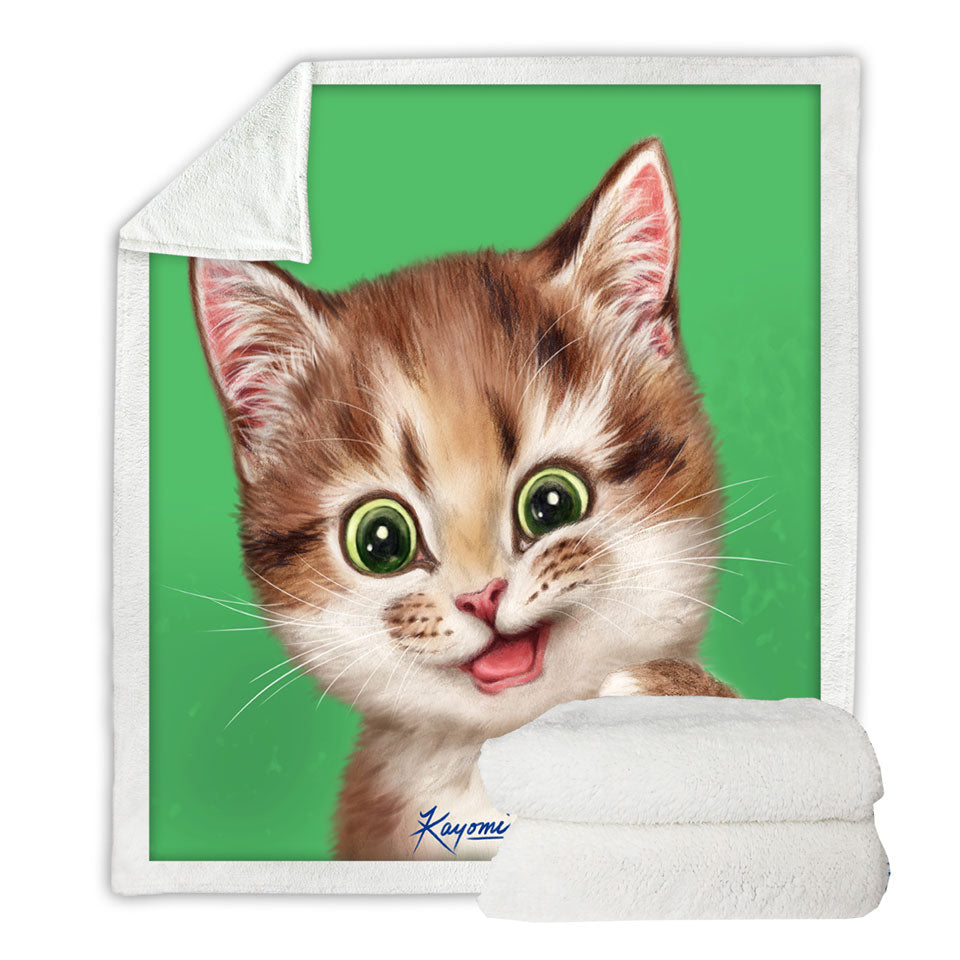 Throw Blankets Childrens Print Cute Kitten Playful Cat