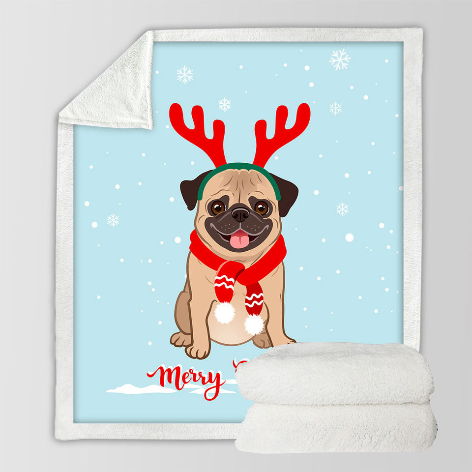 Throw Blankets for Christmas Pug
