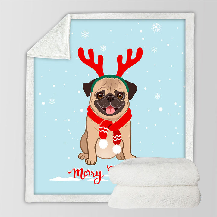 Throw Blankets for Christmas Pug