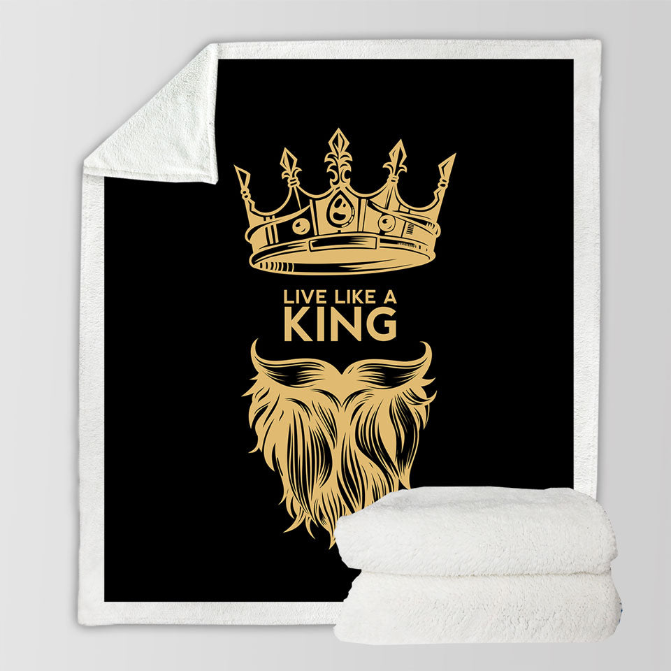 Throw Blankets for Guys Mens Design Live Like a King