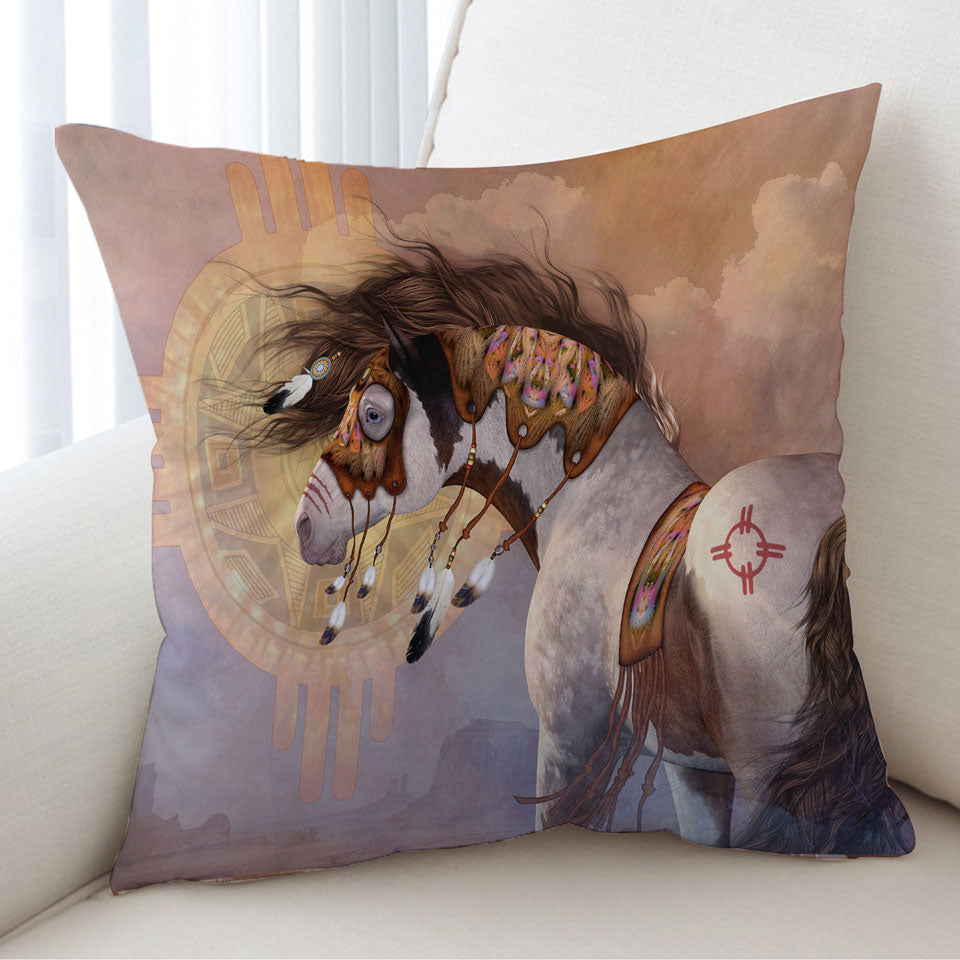 Throw Pillow with Native American Horse
