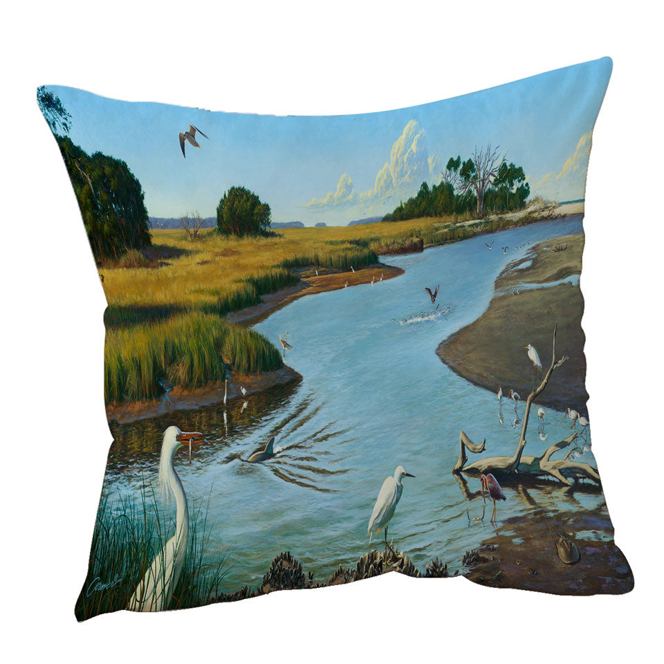 Throw Pillows of Nature Lake Art Birds of Paradise