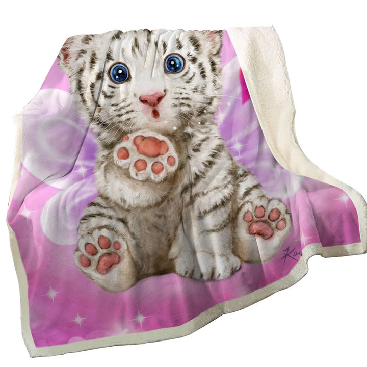 Throwing a Kiss Adorable White Tiger Cub Fairy Throws
