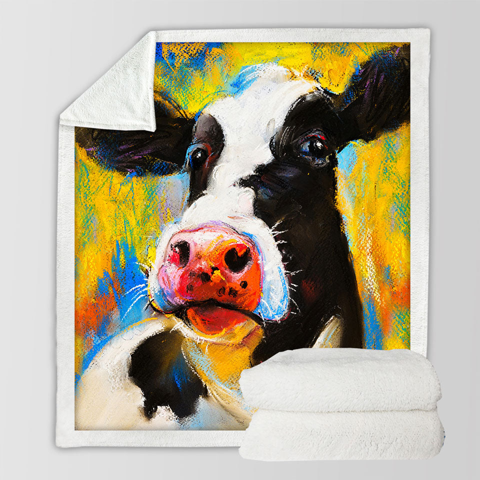 Throws of Art Painting Cow Design