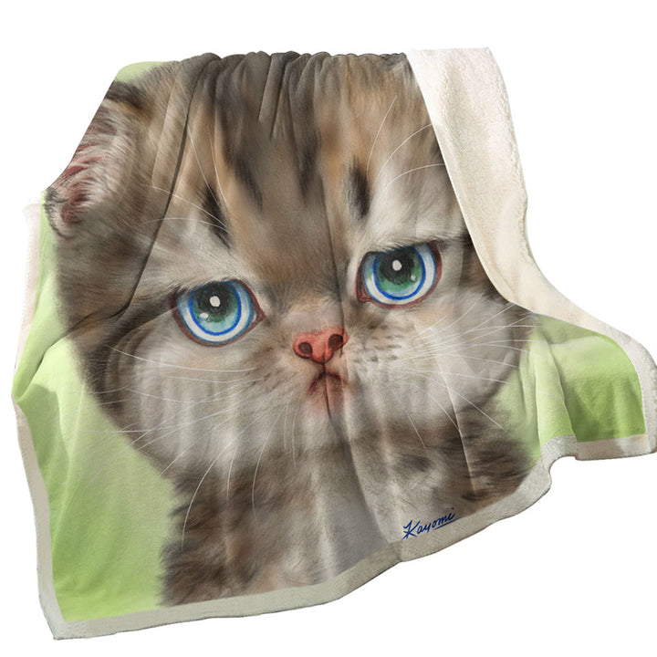 Throws with Adorable Cats Displeased Puffy Kitten