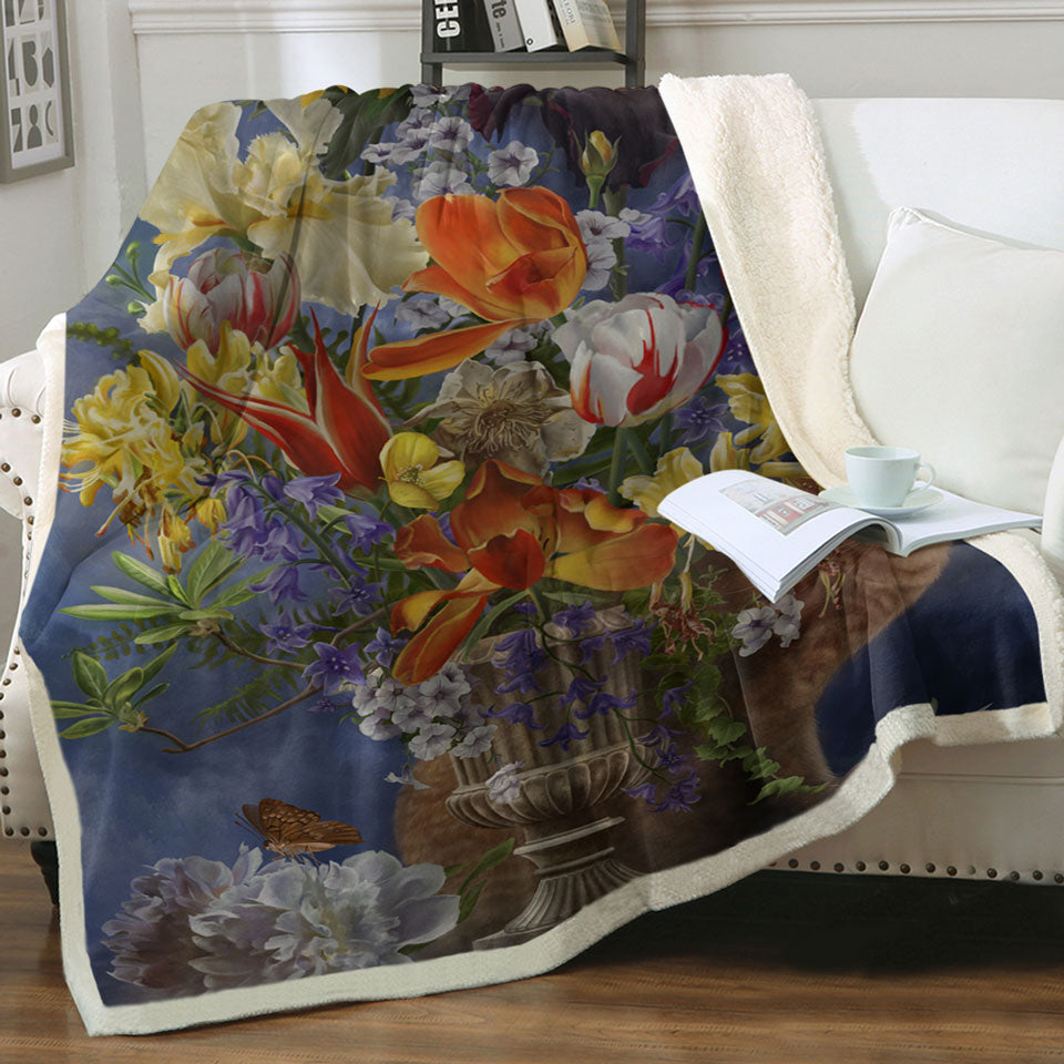 products/Throws-with-Cats-Art-Colorful-Flower-Bouquet-and-Cat