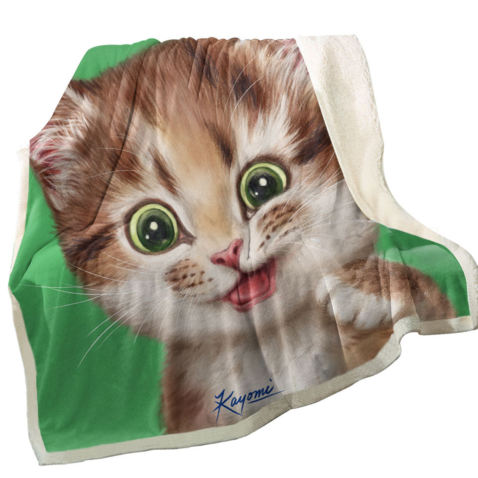 Throws with Childrens Print Cute Kitten Playful Cat