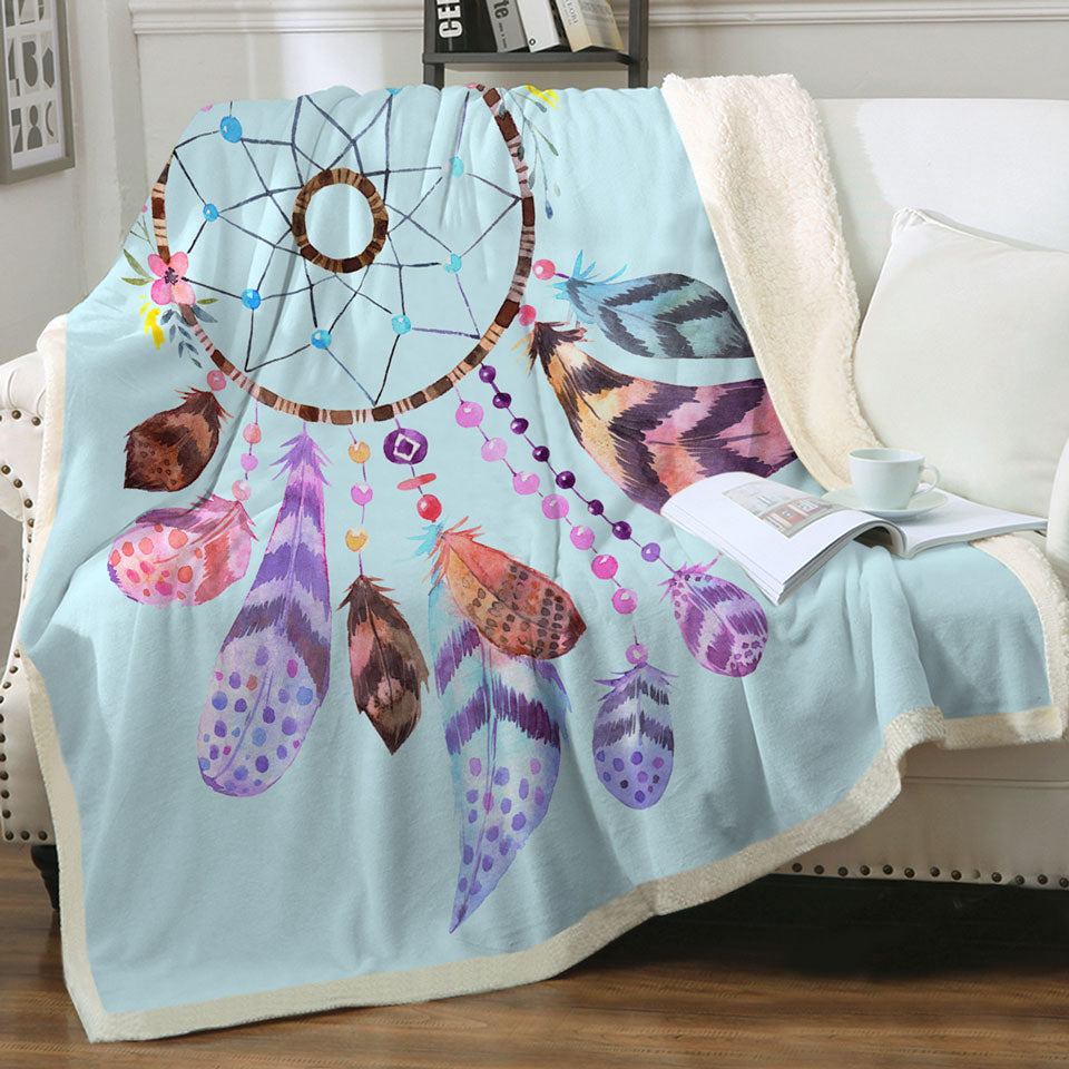 Throws with Light Blue Background Dream Catcher