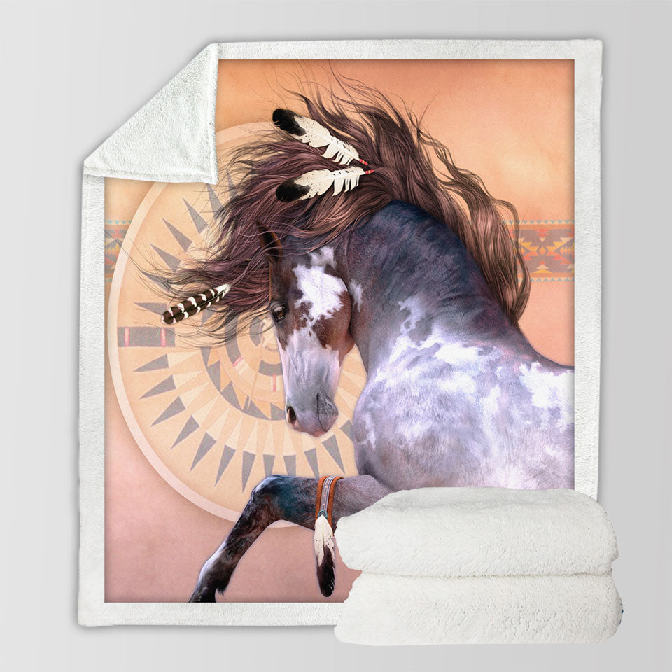 products/Throws-with-Native-American-Spirit-White-Black-Pinto-Horse