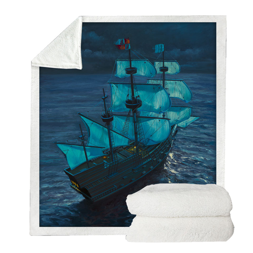 Throws with Sailing Ship Moonlight Voyage