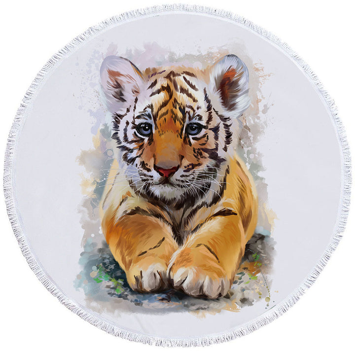 Tiger Beach Towel Painted Tiger Puppy