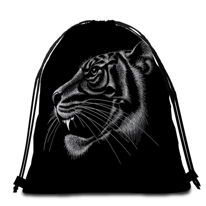 Tiger Head Beach Towel Bags