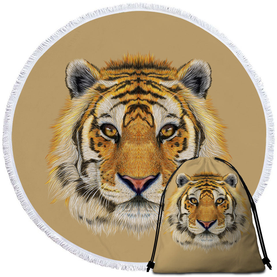 Tiger Round Beach Towels and Bags for Men