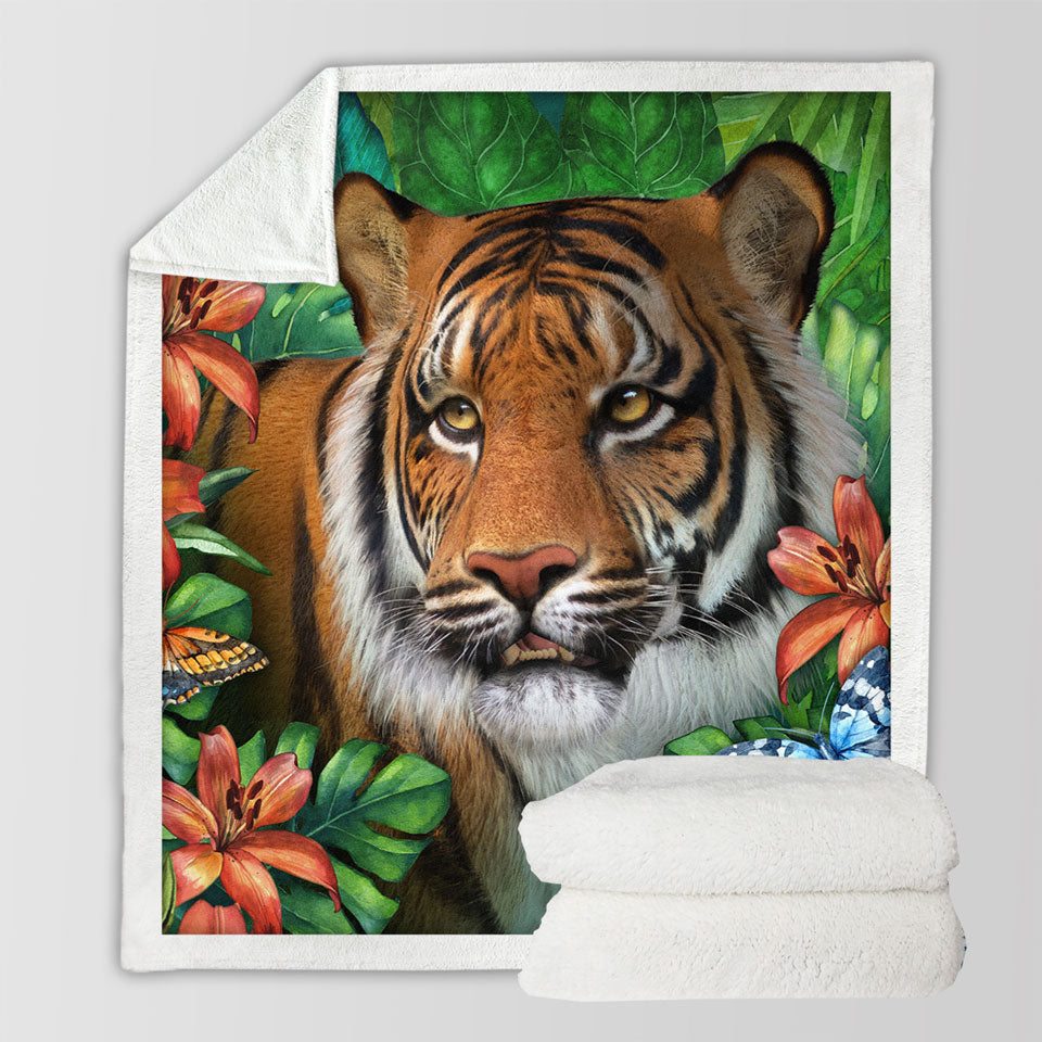 products/Tiger-Sherpa-Blanket-Tropical-Flowers-and-Animals-Wild-Tiger-Lily