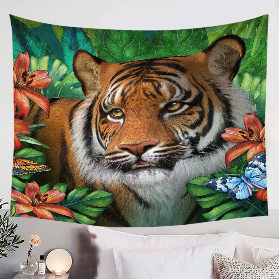 Tiger-Tapestry-Tropical-Flowers-and-Animals-Wild-Tiger-Lily