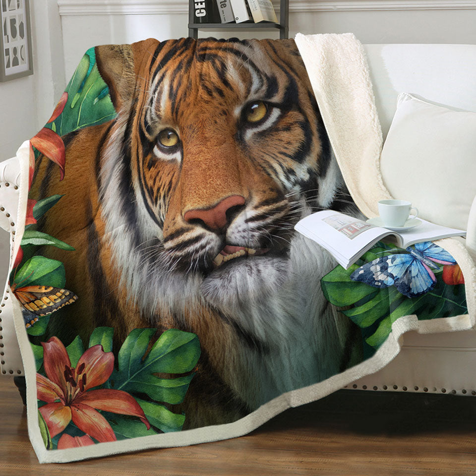 products/Tiger-Throw-Blanket-Tropical-Flowers-and-Animals-Wild-Tiger-Lily