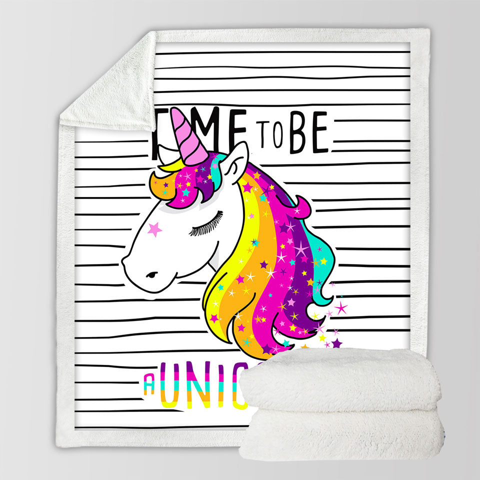Time to be a Unicorn Girls Sherpa Blanket