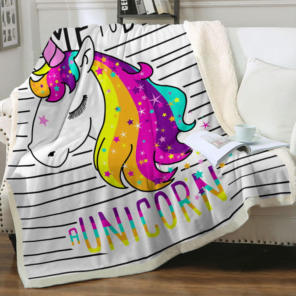 Time to be a Unicorn Girls Throw Blanket